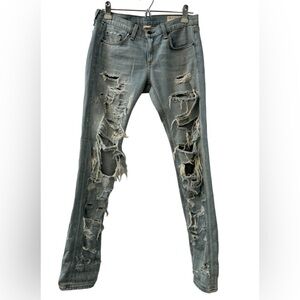 Rag & Bone The Dre Distressed Boyfriend Jeans Thrasher Wash Size 25